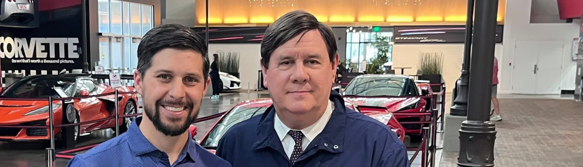 Mark Metcalf performing outreach at the Corvette museum in Bowling Green, KY.